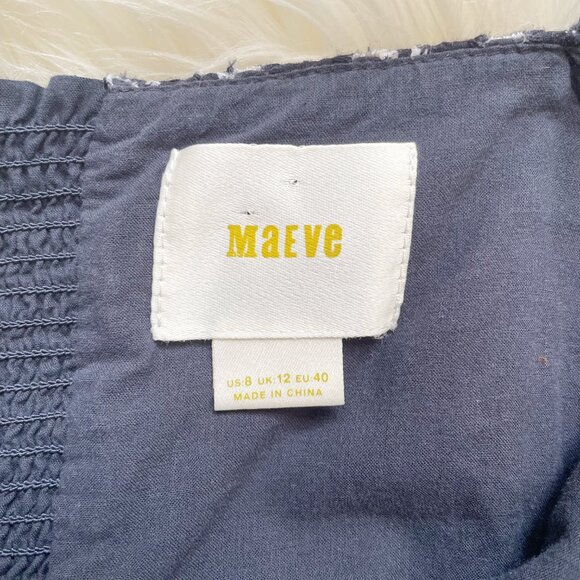 Anthropologie Maeve Blue White Lillian Eyelet Puff Short Sleeve Babydoll Dress - Picture 6 of 8